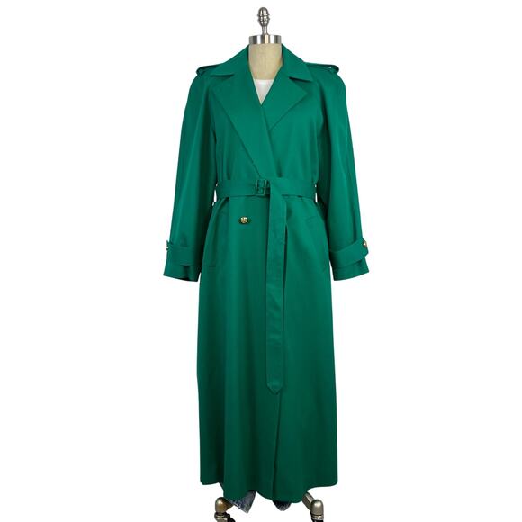 Pendleton Jackets & Blazers - Vintage Pendleton 100% Virgin Wool Green Gold Tie Waist Long Trench Coat (Sz M)